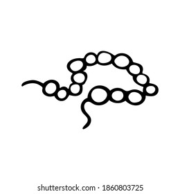 Single hand-drawn vector beads on a thread isolated on white background.
Doodle vector illustration.