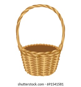 Single handle wicker basket isolated illustration on white