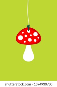 Single Hanging Graphic Big Fly Agaric Green