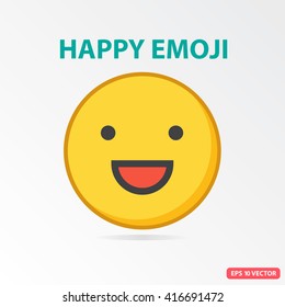 SIngle Happy emoji. Isolated vector illustration on white background.