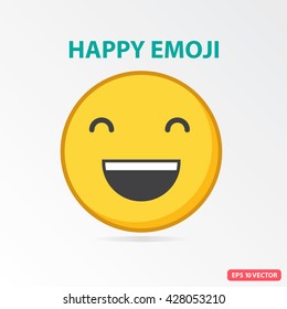 SIngle Happy emoji. Isolated vector illustration on white background.