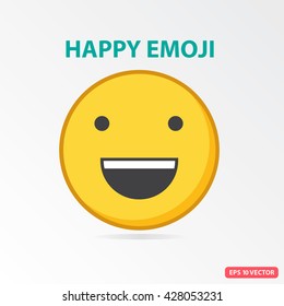 SIngle Happy emoji. Isolated vector illustration on white background.