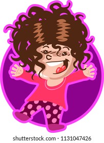 single happy girl cartoon style vector illustration. figure and background are on different layers.