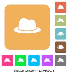 Single Hat flat icons on rounded square vivid color backgrounds.