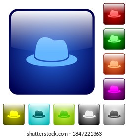 Single Hat icons in rounded square color glossy button set