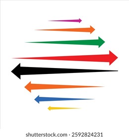 Single head black red green yellow blue arrow icon vector on white background. Arrow icon for your web site design. Arrow indicated the direction. Long arrow vector icon.