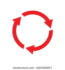 Single headed red circular arrow icon on white background. Single headed red cursor icon. Red circular pointer icon. Cursor arrow vector illustration. Arrow indicated the direction symbol.
