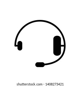 single headphones. black silhouette icon