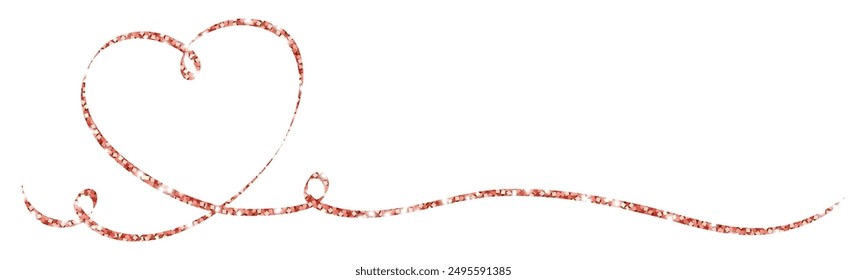 Single Heart Calligraphy Glitter Copper