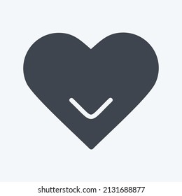 Single Heart Icon in trendy glyph style isolated on soft blue background