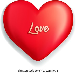 Corazón único, representación realista, símbolo rojo del amor, vector, gráfico valentino romántico