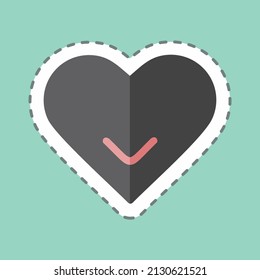 Single Heart Sticker in trendy line cut isolated on blue background