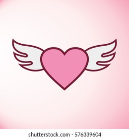 Romantic Pink Cupid Valentine Silhouette Symbol Stock Vector (Royalty ...