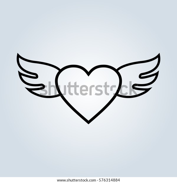 heart and half wing svg