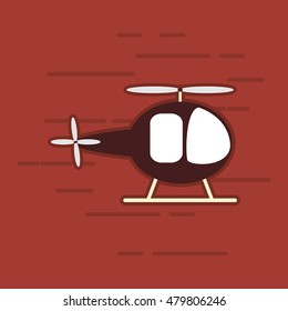 single helicopter icon on red background 