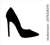 Single high heel shoe silhouette isolated on white background. High heel icon vector illustration design.