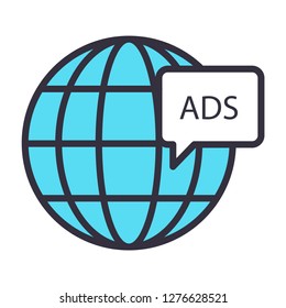 Single high quality advertising related icon. Isolated advertising  symbols in white background. Graphic icons element