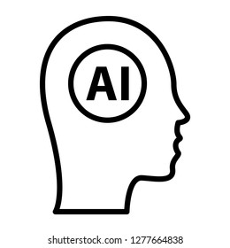 Single high quality artificial Intelligence related icon. Isolated artificial Intelligence symbols in white background. Graphic icons element