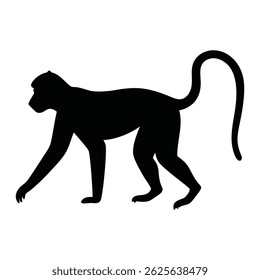 A single high quality silhouette illustration of a monkey perfect for logo designs