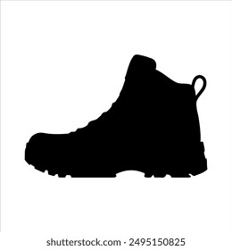 Single hiking shoe silhouette on white background. Hiking shoe icon vector sign illustration design.
