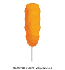 Single honey stick candy with a bumpy texture is standing up on a white background