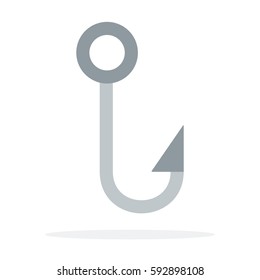 Single hook for fishing vector flat material design isolated on white