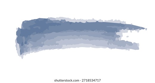 Um único traçado de pincel horizontal de tinta azul em aquarela com textura visível e tons variáveis de azul.