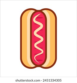 Icono de hot dog individual con diseño colorido. Ilustración de dibujos animados