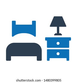 Single hotel room flat vector icon 
