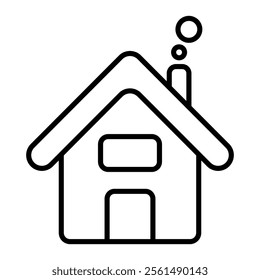 single house line icon, simple style real estate flat design concept pictogram vector for app ads web banner button ui ux interface elements isolated on white background