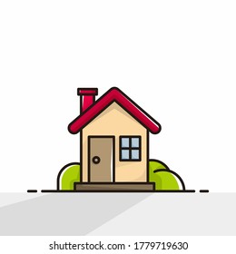 single house simple cartoon illustration design vector