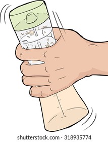 Single human hand shaking a salad dressing mixture