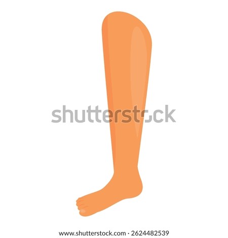 Single human leg standing on tiptoe, simple cartoon style illustration