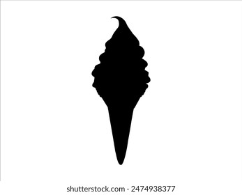 Single ice cream cone silhouette isolated on white background. Ice cream icon vector illustration design.