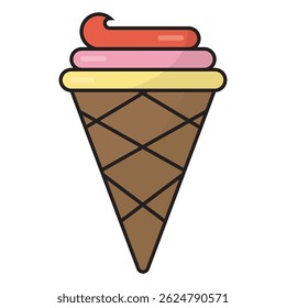 Single ice cream stick icon with colorful design. Ice cream stick cartoon illustration
