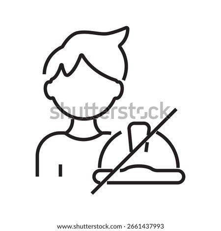 Single icon addressing child labor issues, intended for awareness themes, outline style. Editable stroke vector illustration.