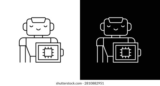 Single Icon of AI Chip Integration A Robot Holding a Microprocessor for Future Technology