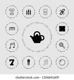 Single icon. collection of 13 single filled and outline icons such as clock, 7 number, underpants, chain, music note, teapot. editable single icons for web and mobile.