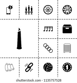 Single icon. collection of 13 single filled and outline icons such as 25 casino chip, chain, candle, volleyball, 1 casino chip. editable single icons for web and mobile.