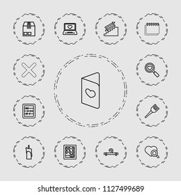 Single icon. collection of 13 single outline icons such as coloring brush, hanger, abacus, stairs, heart search, cargo container. editable single icons for web and mobile.
