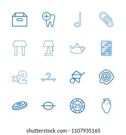 Single icon. collection of 16 single outline icons such as 25 casino chip, construction, box, hockey puck, heart organ, arrow up. editable single icons for web and mobile.