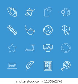 Single icon. collection of 16 single outline icons such as diaper, teapot, construction, feather, abacus, heart search, volleyball. editable single icons for web and mobile.