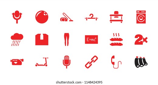 Single icon. collection of 18 single filled icons such as casino bet, washing machine, hanger, bowling ball, rain, camera. editable single icons for web and mobile.