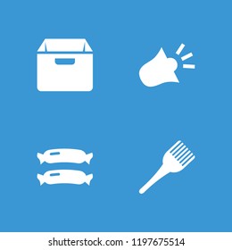 Single icon. collection of 4 single filled icons such as sausage, coloring brush, siren. editable single icons for web and mobile.