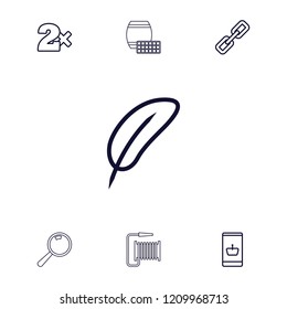 Single icon. collection of 7 single outline icons such as casino bet, online shopping, chain, feather, lotto, water hose. editable single icons for web and mobile.