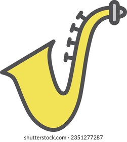 Single icon of color simple musical instrument saxophone