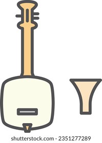 Single icon of color simple musical instrument shamisen