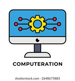 COMPUTAÇÃO DE ÍCONE ÚNICO, AUTOMAÇÃO DE NEGÓCIOS, ESTILO DE COR DE LINHA DE ÍCONE