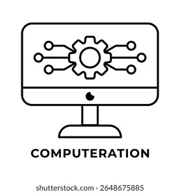 SINGLE ICON COMPUTERATION, BUSINESS AUTOMATION, ICON LINE STYLE