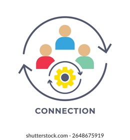 SINGLE ICON CONNECTION, PEOPLE CONNECT ICON, BUSINESS AUTOMATION, ICON FLAT STYLE